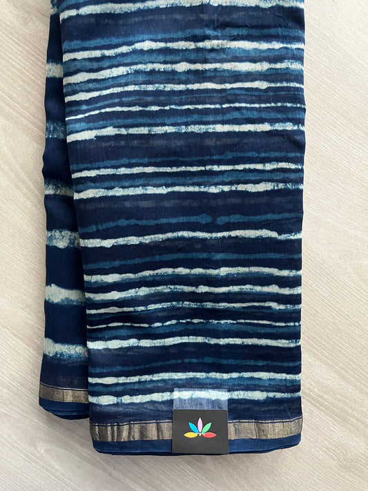 Handblock Printed Chanderi Cotton Silk Saree -31351-31355