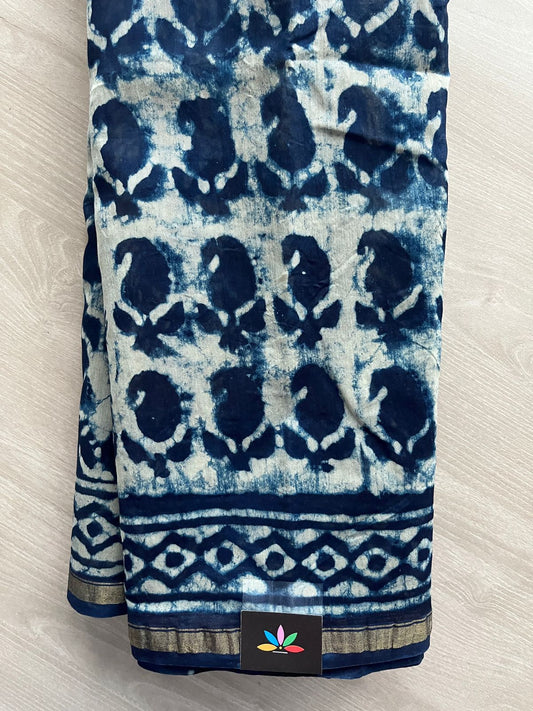 Handblock Printed Chanderi Cotton Silk Saree -31356-31360