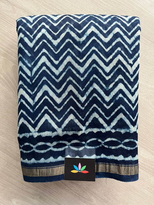 Handblock Printed Chanderi Cotton Silk Saree -31361-31365