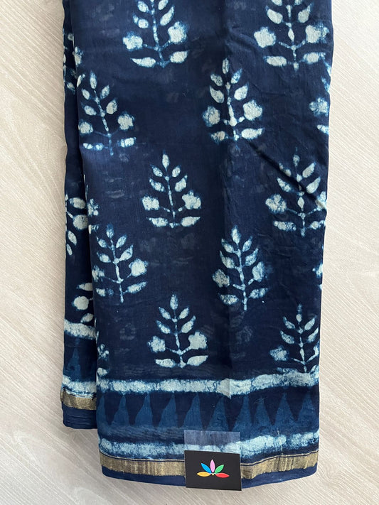 Handblock Printed Chanderi Cotton Silk Saree -31366-31370