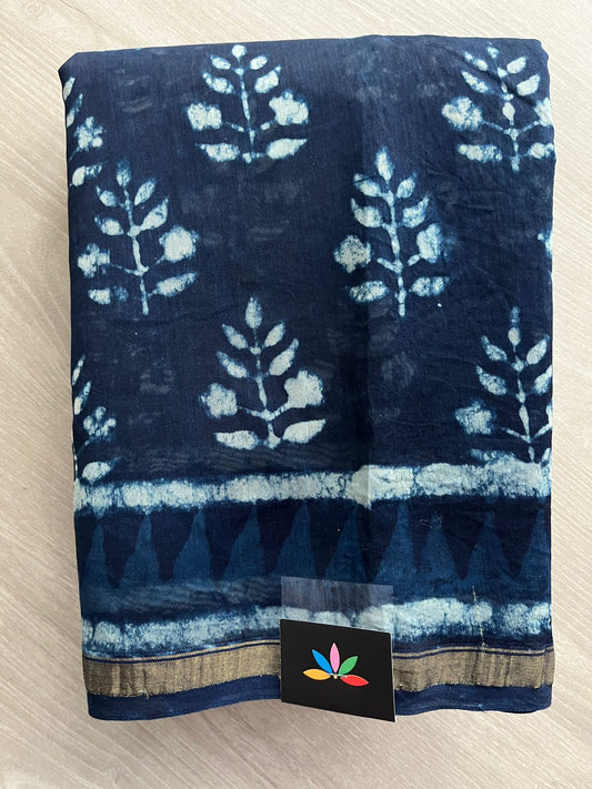 Handblock Printed Chanderi Cotton Silk Saree -31366-31370