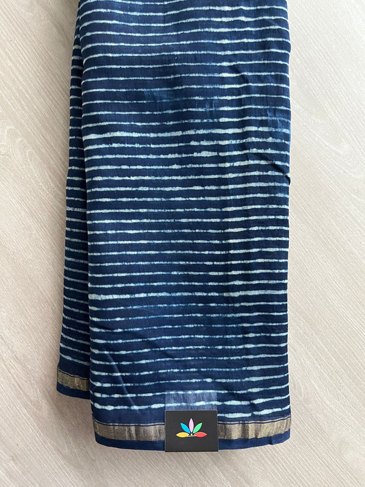 Handblock Printed Chanderi Cotton Silk Saree -31371-31375