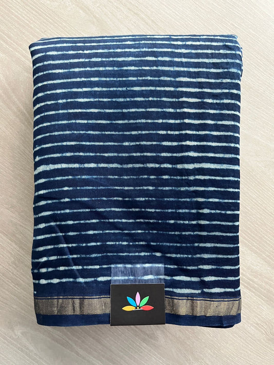Handblock Printed Chanderi Cotton Silk Saree -31371-31375
