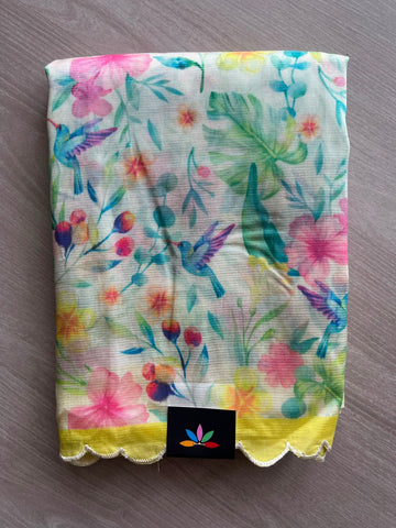 Scallop Border Digital Printed Mangalagiri Silk Cotton Saree - 35421