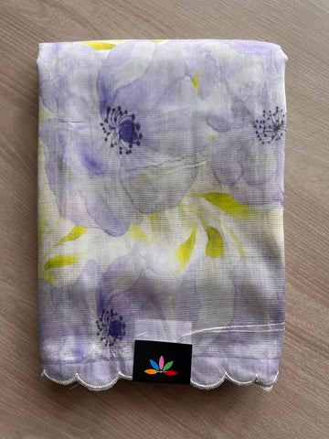 Scallop Border Digital Printed Mangalagiri Silk Cotton Saree - 35424
