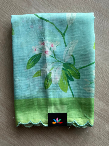 Scallop Border Digital Printed Mangalagiri Silk Cotton Saree - 35426