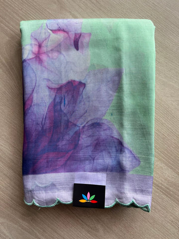 Scallop Border Digital Printed Mangalagiri Silk Cotton Saree - 35428