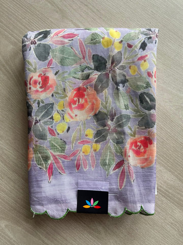 Scallop Border Digital Printed Mangalagiri Silk Cotton Saree - 35432