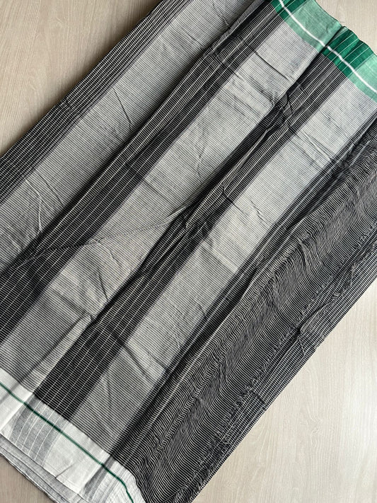 Woodsmoke Shade Patteda Anchu Handloom Cotton Saree-31991