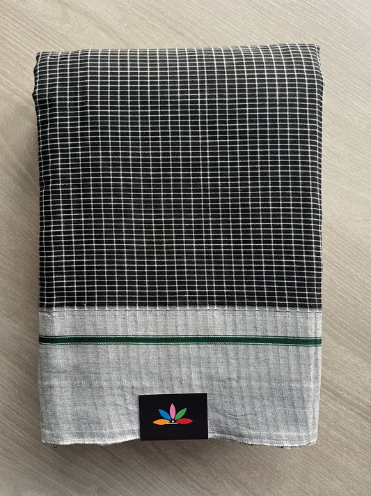 Woodsmoke Shade Patteda Anchu Handloom Cotton Saree-31991
