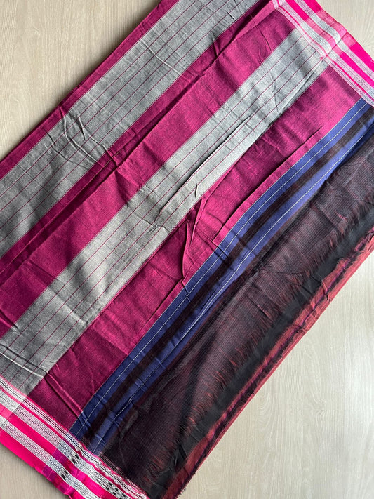 Cocoa Bean Shade Patteda Anchu Handloom Cotton Saree-31993