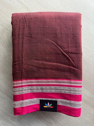 Cocoa Bean Shade Patteda Anchu Handloom Cotton Saree-31993