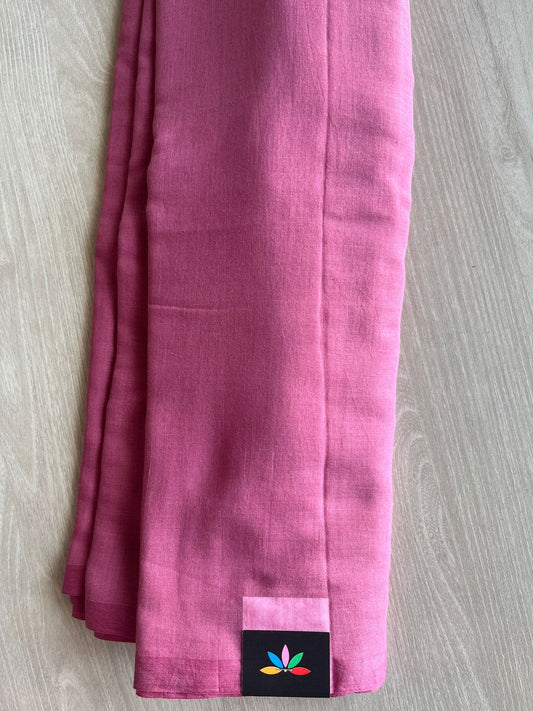 Muted Pink Plain Feather Light Mul Cotton Saree (Without blouse) - 32945-32946