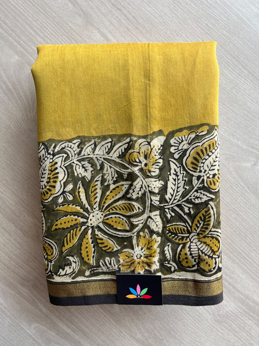 Handblock Printed Chanderi Cotton Silk Saree - 35963-35964