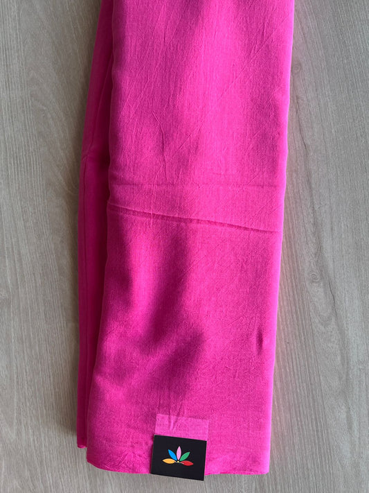 Fuchsia Plain Feather Light Mul Cotton Saree (Without blouse) - 32975-32976