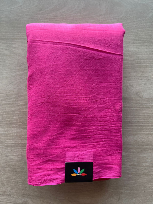 Fuchsia Plain Feather Light Mul Cotton Saree (Without blouse) - 32975-32976