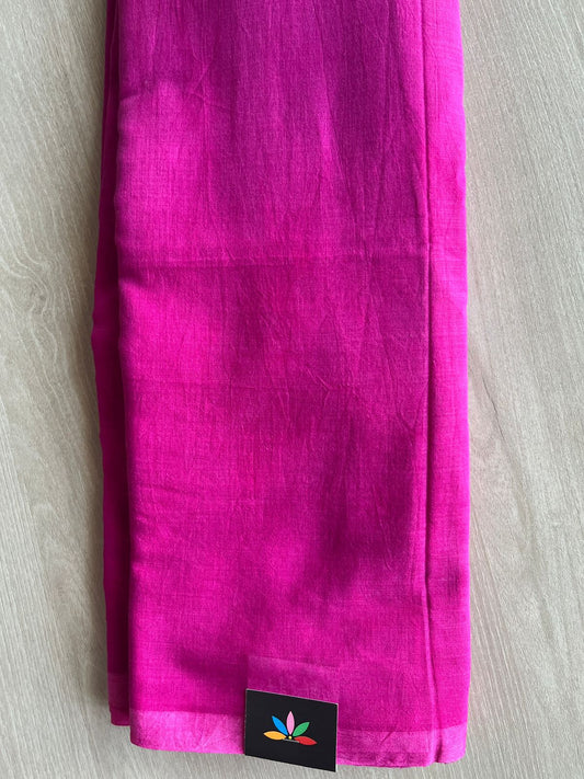 Fuchsia Plain Feather Light Mul Cotton Saree (Without blouse) - 32987-32988