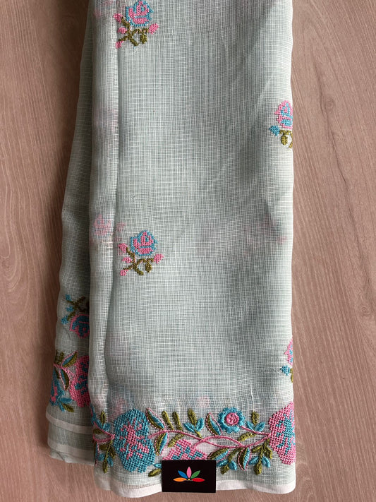 Embroidered Kota Cotton Saree - 33232