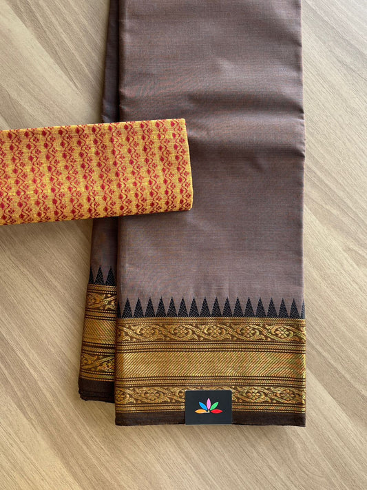 Chettinad cotton Saree with zari border-3332