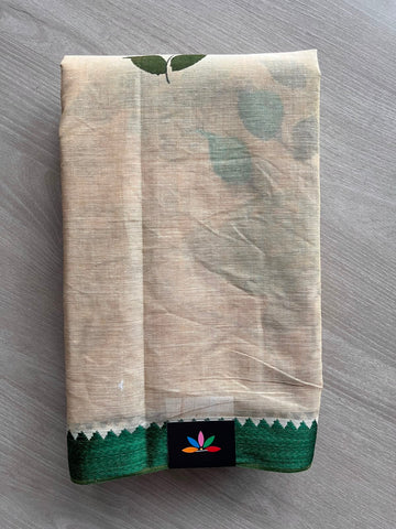 Floral Hand painted Bengal Cotton Saree (Without blouse) - 33375