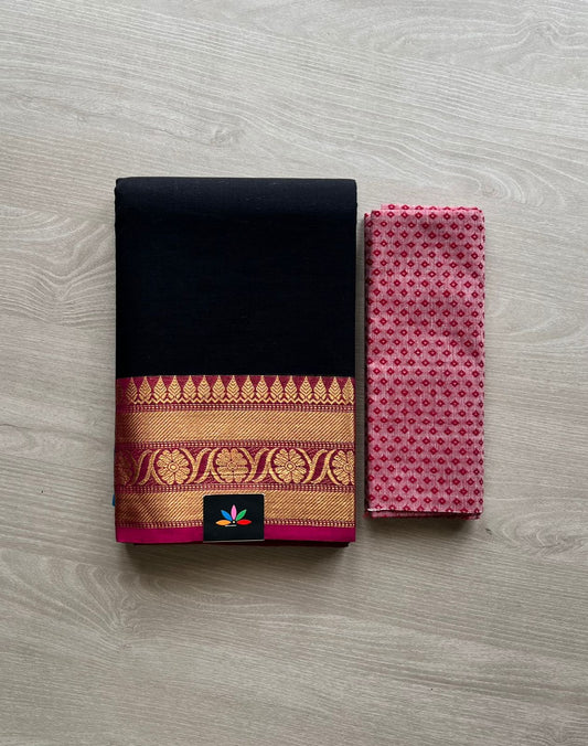 Chettinad cotton Saree with Ganga jamuna border-3341