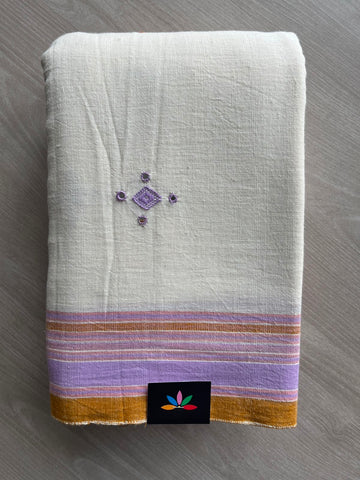 Handspun and Handwoven Bujodi Cotton with Mirror Work Saree - 33437