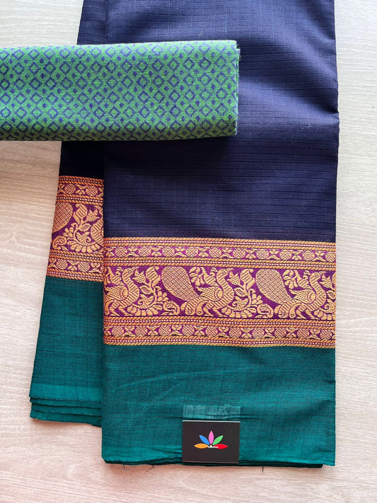 Chettinad Cotton Saree with zari border-3367