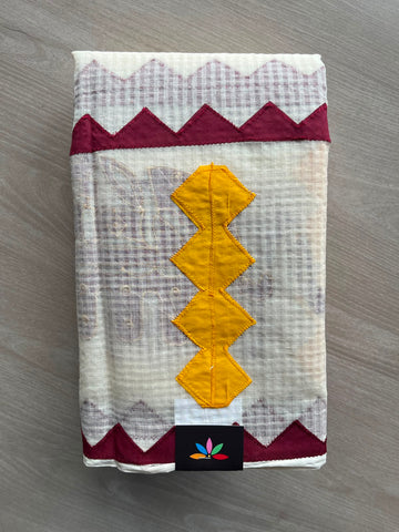 Appliqué work Kota Checks Saree (Without blouse) -33971