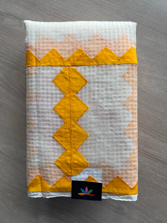 Appliqué work Kota Checks Saree (Without blouse) -33975