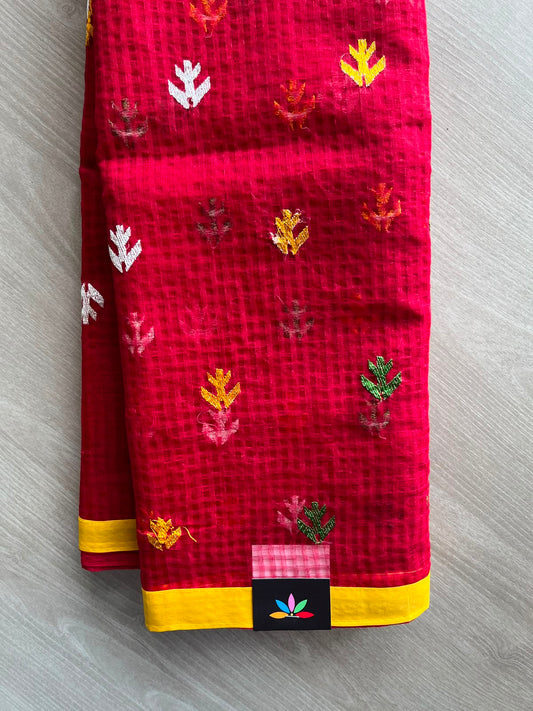 Appliqué work Kota Checks Saree (Without blouse) -33984
