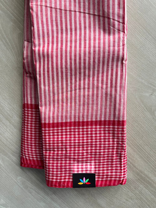 Simple Stripped Cotton Saree (Without blouse) -33988-33992