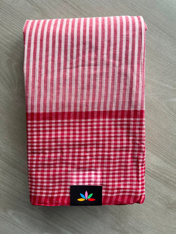Simple Stripped Cotton Saree (Without blouse) -33988-33992
