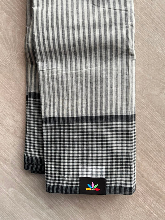 Simple Stripped Cotton Saree (Without blouse) -33993-33995