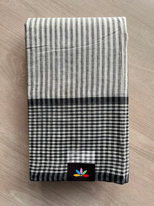 Simple Stripped Cotton Saree (Without blouse) -33993-33995