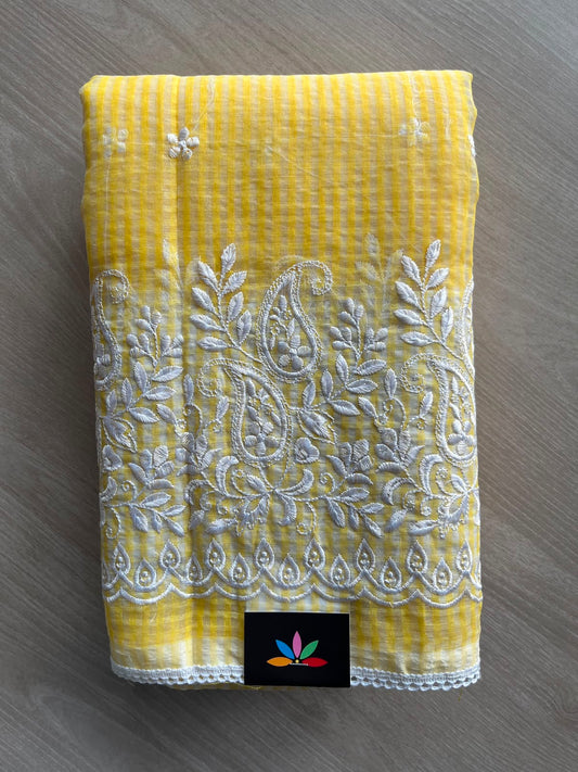 Embroidered work Kota Checks Saree (Without blouse) -33997