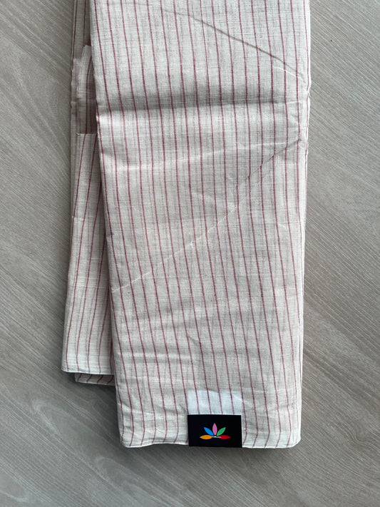 Simple Stripped Cotton Saree (Without blouse) -33998-33999