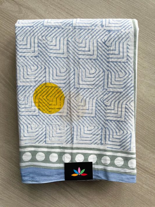 Handblock Printed Mul Cotton Saree - 34439