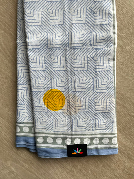 Handblock Printed Mul Cotton Saree - 34439