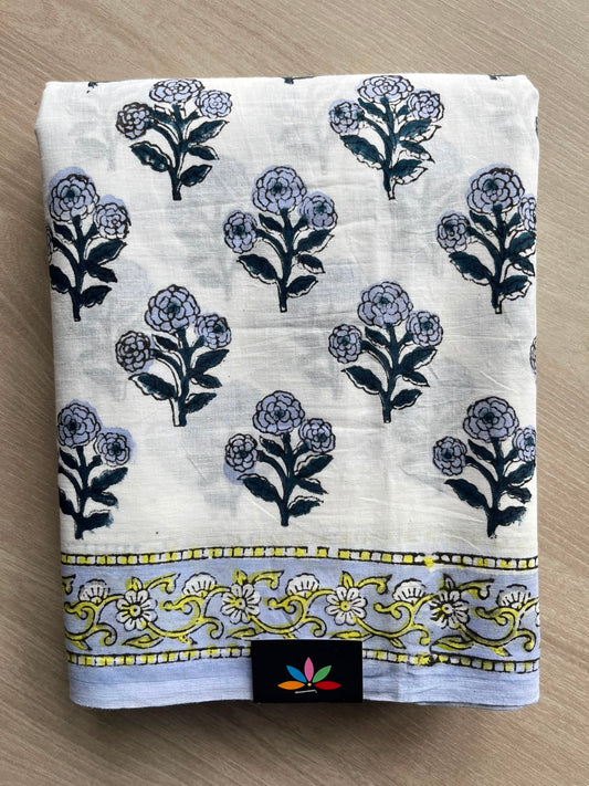 Handblock Printed Mul Cotton Saree- 34449-34451