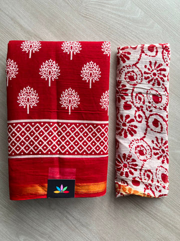 Screen Printed Chanderi Cotton Saree - 34460
