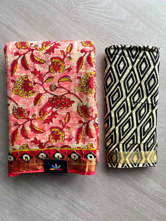 Screen Printed Chanderi Cotton Saree - 34462