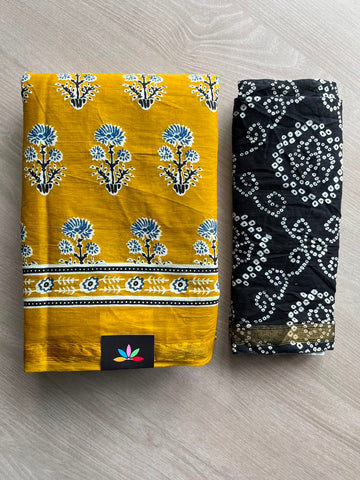 Screen Printed Chanderi Cotton Saree - 34463-34464