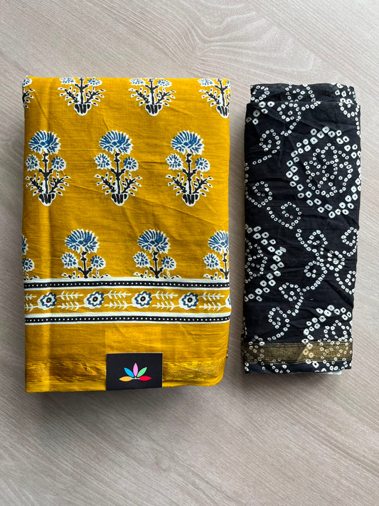 Screen Printed Chanderi Cotton Saree - 34463-34464