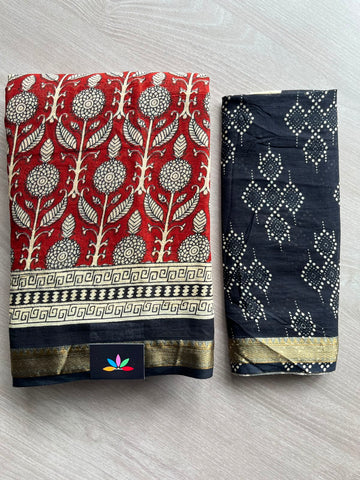 Screen Printed Chanderi Cotton Saree - 34465
