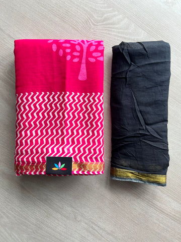 Screen Printed Chanderi Cotton Saree - 34468