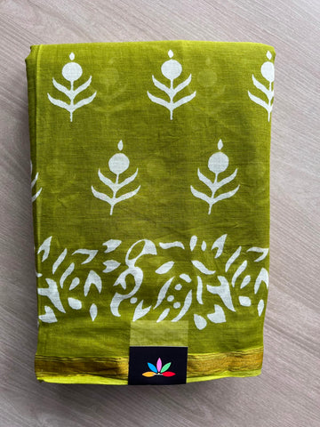 Screen Printed Chanderi Cotton Saree - 34473