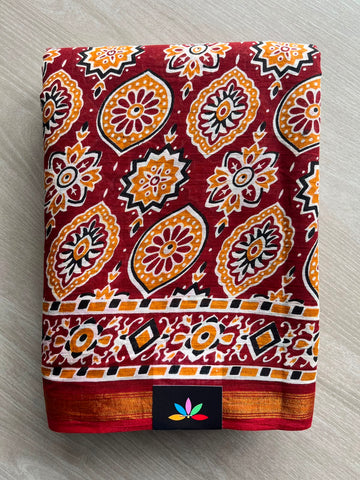 Screen Printed Chanderi Cotton Saree  - 34474