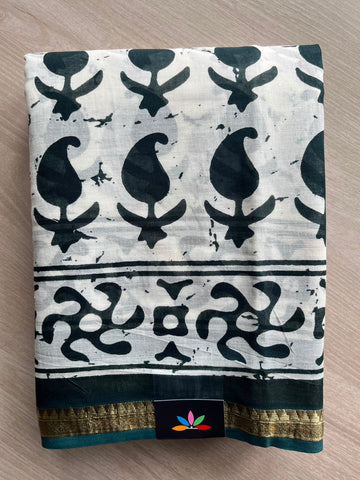 Screen Printed Chanderi Cotton Saree  - 34475