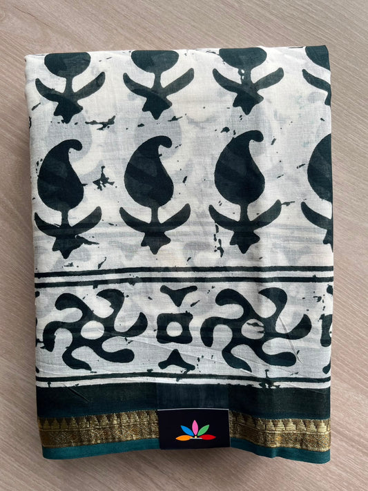 Screen Printed Chanderi Cotton Saree  - 34475