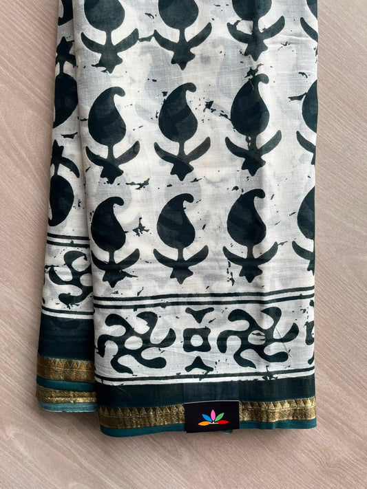 Screen Printed Chanderi Cotton Saree  - 34475